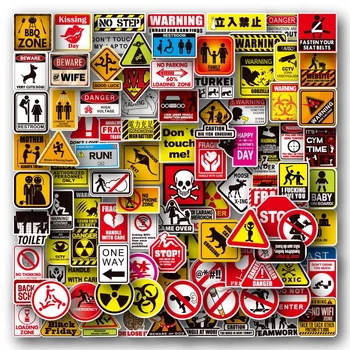 100 листов, серия креативных предупреждающих надписей, наклейки с граффити, украшение багажа, шлема, наклейки с имитацией опасности