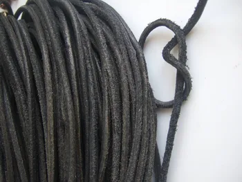 2 метра 4 мм круглых шнуров из грубой черной натуральной кожи