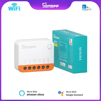 SONOFF MINIR4 WiFi Smart Switch 2-Полосное Управление Mini Extreme Smart Home Relay Поддержка R5 S-MATE Voice для Alexa Alice Google Home
