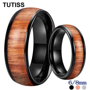 TUTISS 6 / 8mm Koa Деревянное кольцо Вольфрамовая пара Обручальное Кольцо для мужчин Женщин Отличное Качество изготовления Комфортная посадка