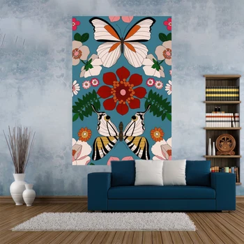 XxDeco Винтажный гобелен с бабочками, ковры с богемным принтом в стиле ретро, оконные ковры для комнаты, настенное одеяло, декор общежития
