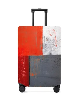 Абстрактная геометрическая Красная крышка для багажа в стиле масляной живописи, Эластичный защитный чехол для багажа, Пылезащитный чехол для 18-32-дюймового дорожного чемодана
