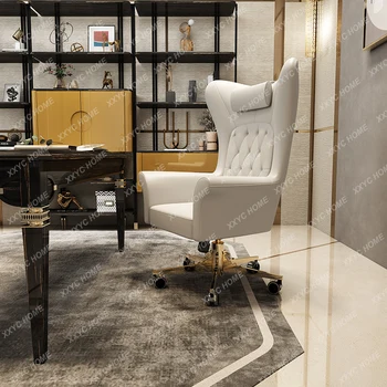 Вращающийся стул для кабинета с высокой спинкой, дизайнерская мебель для кабинета в гонконгском стиле на колесиках