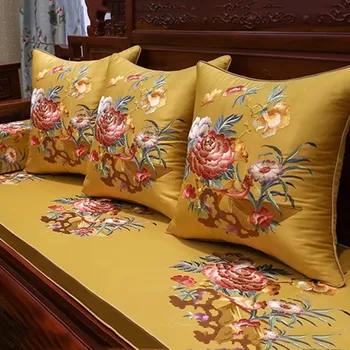 Высококачественный шелковый вышитый чехол для подушки В классическом китайском стиле, поясные наволочки, наволочка с цветами, украшение домашнего дивана