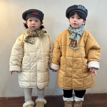 Детская одежда, пальто с хлопковой подкладкой и флисом, утолщенное теплое зимнее пальто для мальчиков и девочек 2023, Новое детское теплое повседневное пальто для детей