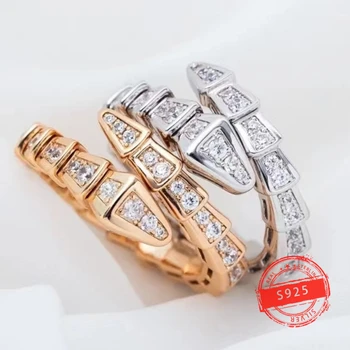 Новое модное и роскошное серебряное кольцо s925 в форме змеи выглядит классическим для женщин.