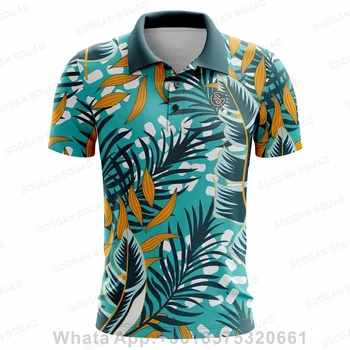 Новые мужские летние рубашки-поло для гольфа с цветочным повседневным принтом, модные топы, футболка с коротким рукавом, Быстросохнущая дышащая рубашка-поло, одежда
