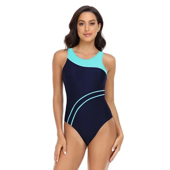 Однотонный Сплайсинговый боди 2024, Новые женские цельные бикини, спортивные купальники, купальник с открытой спиной, пляжная одежда Y01