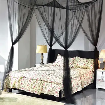 Сетчатый балдахин для кровати, сплошная сетка от комаров, 4 двери, подарок для домашнего декора в спальню
