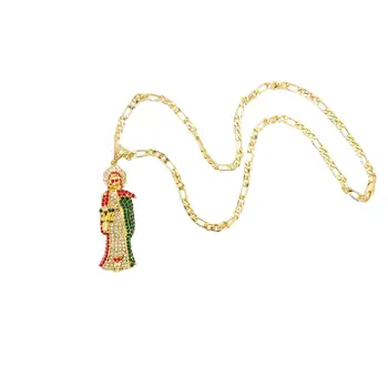 Цепочка Фигаро Santisma Muerte Кулон Мужское/женское ожерелье Санта Муэрте