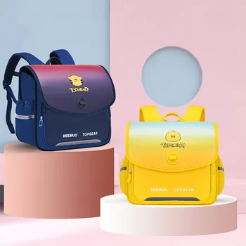 Школьная сумка для учащихся начальной школы, высококачественный горизонтальный детский рюкзак в британском стиле, водонепроницаемая защита позвоночника, Милые рюкзаки